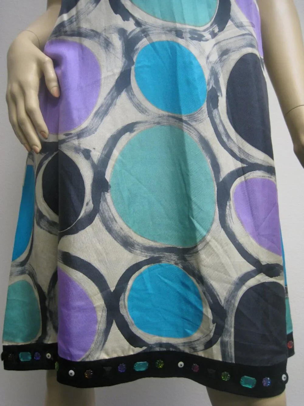 Sue Wong Y2K 100% SILK Beaded Evening Cocktail 28 Dress Circle Purple Teal Short - Picture 9 of 16